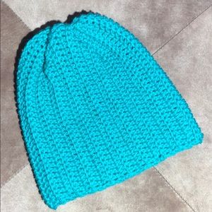 Winter beanie hat bright teal ski hat New hand crochet by me
